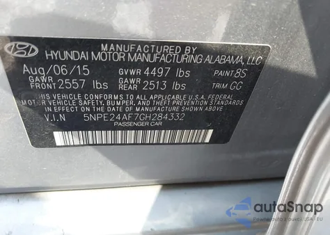 2016 Hyundai Sonata Se from USA, damaged, VIN 5NPE24AF7GH284332